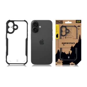 Husa iPhone 16 Tactical Quantum Stealth Transparent/ Negru